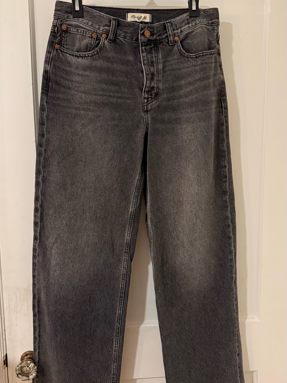 Madewell women’s wide leg mid rise charcoal wash Jeans